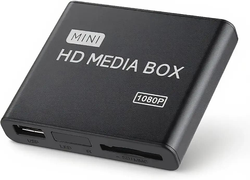 Multimedia Player HDMI, Full HD Mini Box Media Player 1080P Media Player Box Support USB MMC RMVB MP3 AVI MKV (Schwarz)