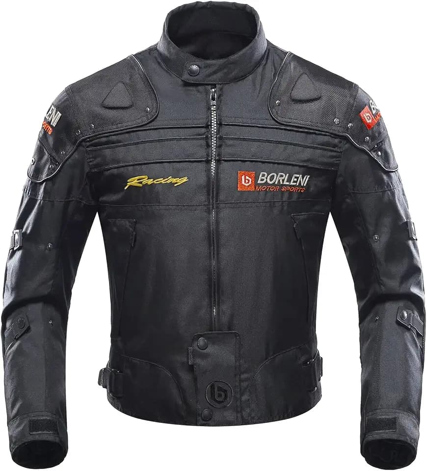 BORLENI Motorradjacke Herren Motorrad Jacke Winddicht mit Protektoren Protektoren Jacke Roller Biker Touren Damen Schwarz L