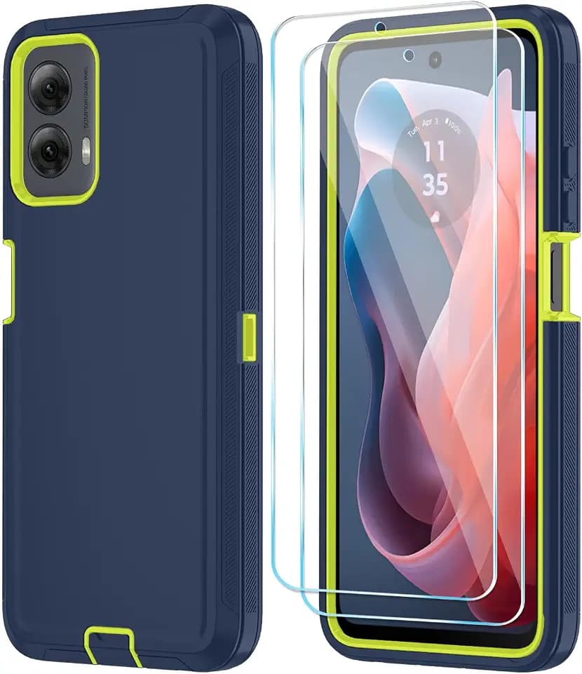 Qinmay for Motorola Moto G Power 5G 2024 Case, 3-Layer Cover, Bluegreen