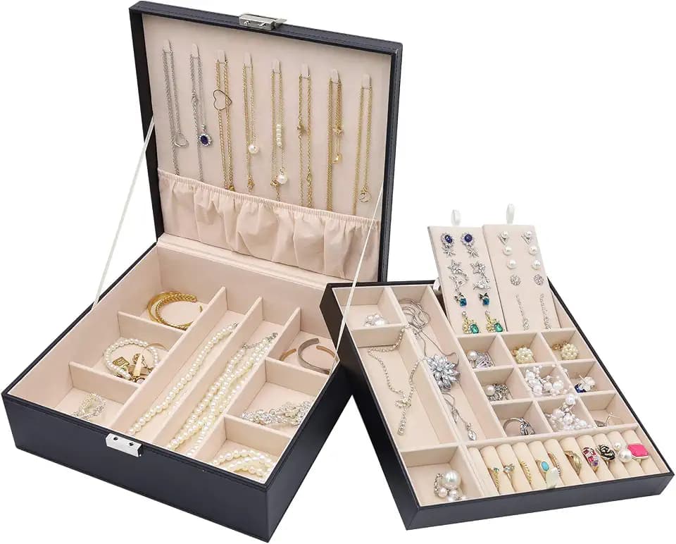 ProCase 2 Layers Jewelry Box for Women -Black