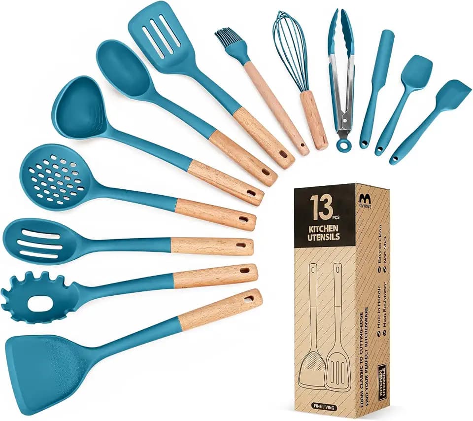 Badiano 13PCS Silicone Kitchen Utensils Set for Nonstick Cookware, Blue