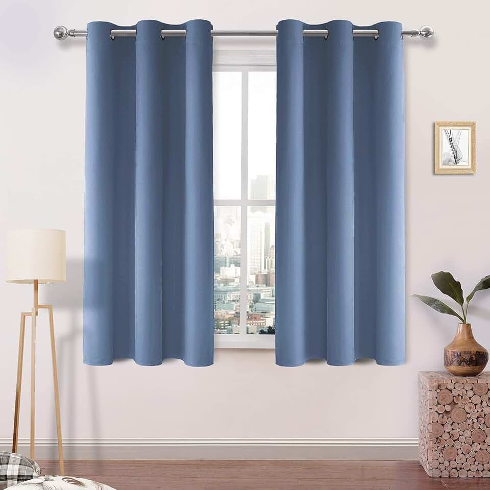 DWCN Blackout Curtains for Bedroom Living Room W38 x L45 Inch Dusty Blue