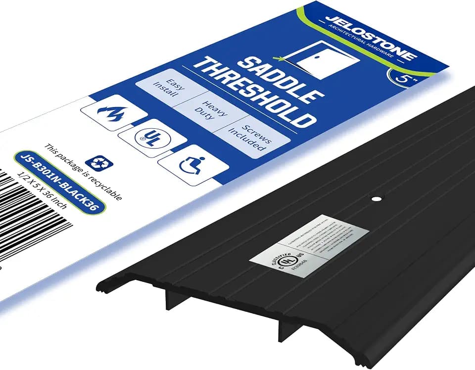 5''W x 1/2''H x 36''L Heavy-Duty Commercial Aluminum Door Threshold (Matte Black Anodized) - ADA Accessible, Barrier Free, Fire Rated Door Saddle, Exterior Door Threshold, B301N