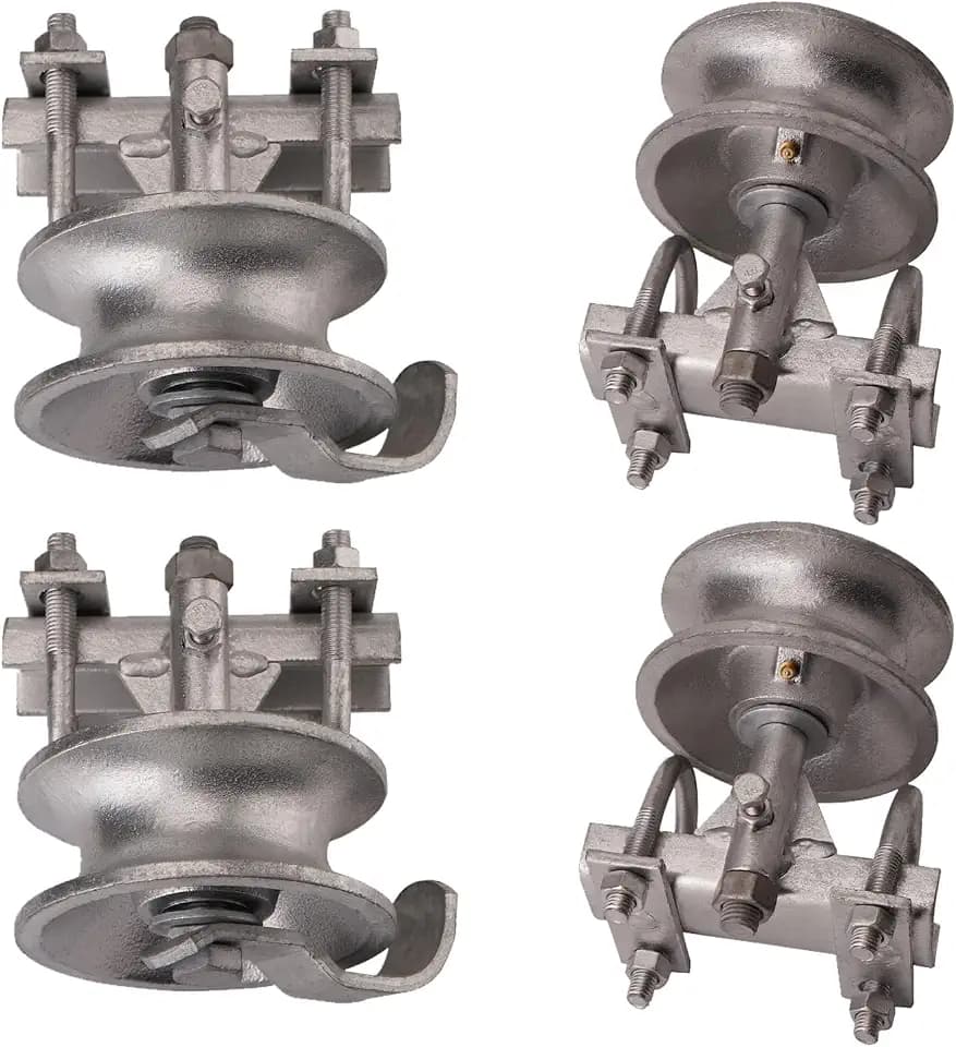 5" Pipe Track Wheel Galvanized, 1 7/8" Round Post, 1 7/8" or 1 5/8" for Chain Link Fence Gate Frame, Chain Link Rolling Gate Track Sliding Gate Rollers,Double U - Pack of 4
