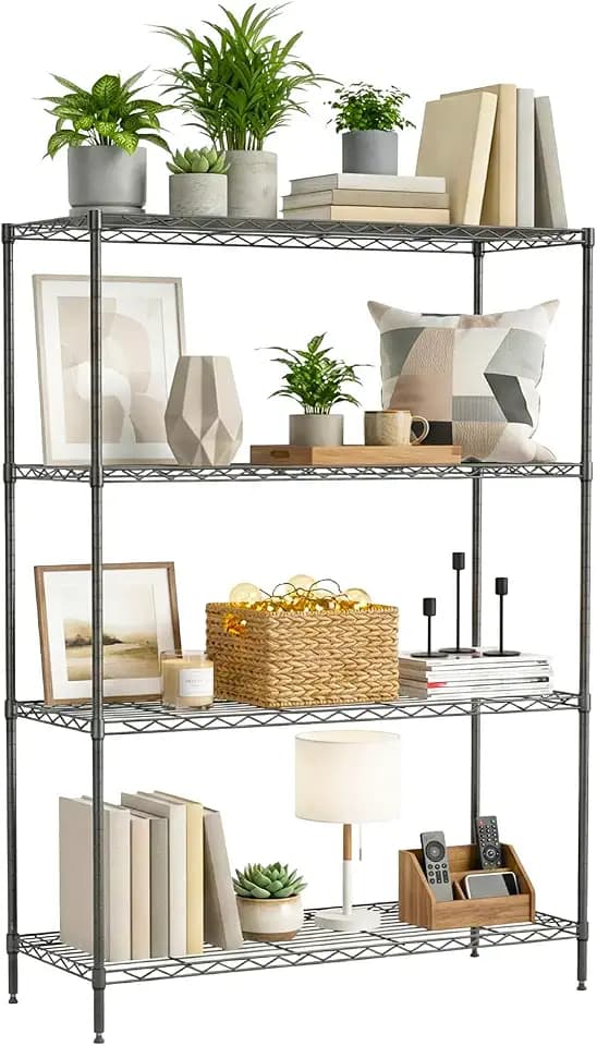 BestOffice | 4-Tier Wire Shelf | 35" x 13.4" x 53.7" | Black