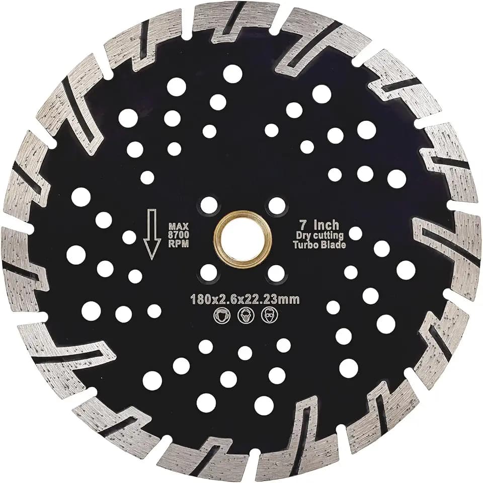 7" Granite Cutting Blade Dry Turbo Diamond Blade for Granite,Marble,Stone and Hard Pavers