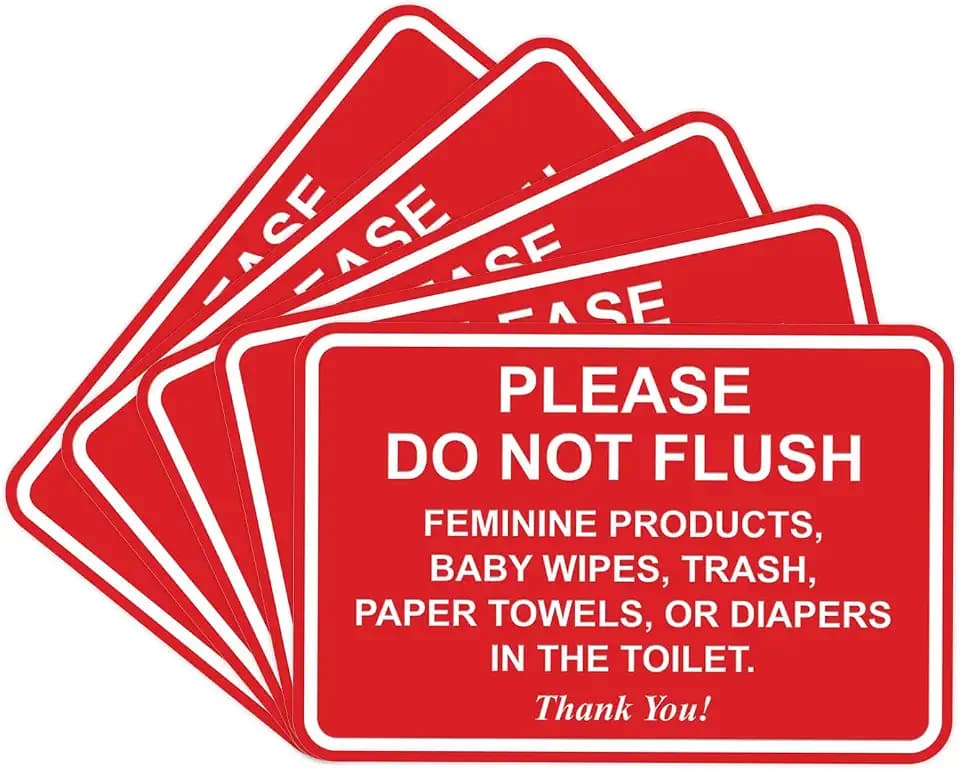 All Quality Classic Framed Please Do Not Flush Thank You Bathroom Etiquette Sign - 6" x 8" (Red) 5 Pack