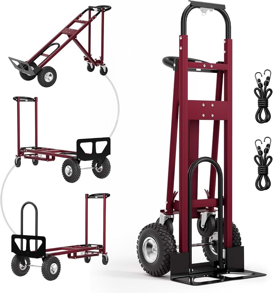 4in1 Heavy Duty Convertible Hand Truck, Alloy Steel Dolly Cart with Wheels