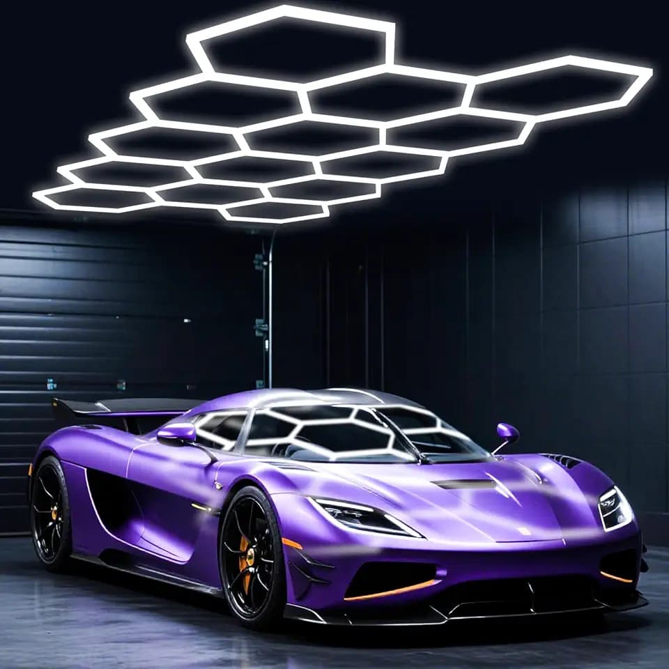 Hexagon Garage Lights, 14-Grid LED Hexagon Light, 456W 50160LM 7000K