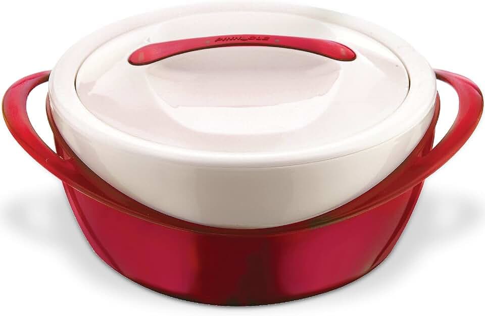Pinnacle Large Insulated Casserole Dish with Lid 3.6 qt. Elegant Hot Pot Food Warmer/Cooler -Thermal Soup/Salad Serving Bowl Stainless Steel Hot Food Container–Best Gift Set for Moms –Holidays Red