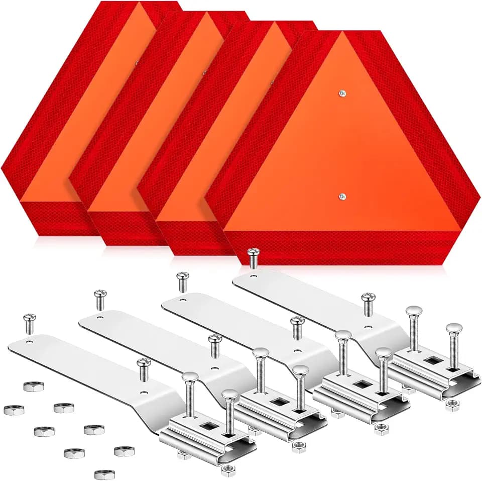 Yaocom 4 Sets Slow Moving Vehicle Triangle Sign with Bracket, Aluminum SMV
