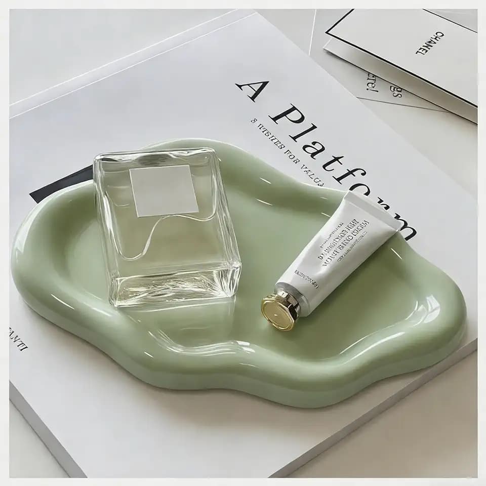 Small Trinket Dish Jewelry Tray for Women, Cute Ceramic Cloud Tray, Jewelry Ring Holder Dish for Keys, Candles, Perfume, Vanity Nightstand Decor Jewelry Plate Bowl, Friendship Birthday Gifts for Mom
