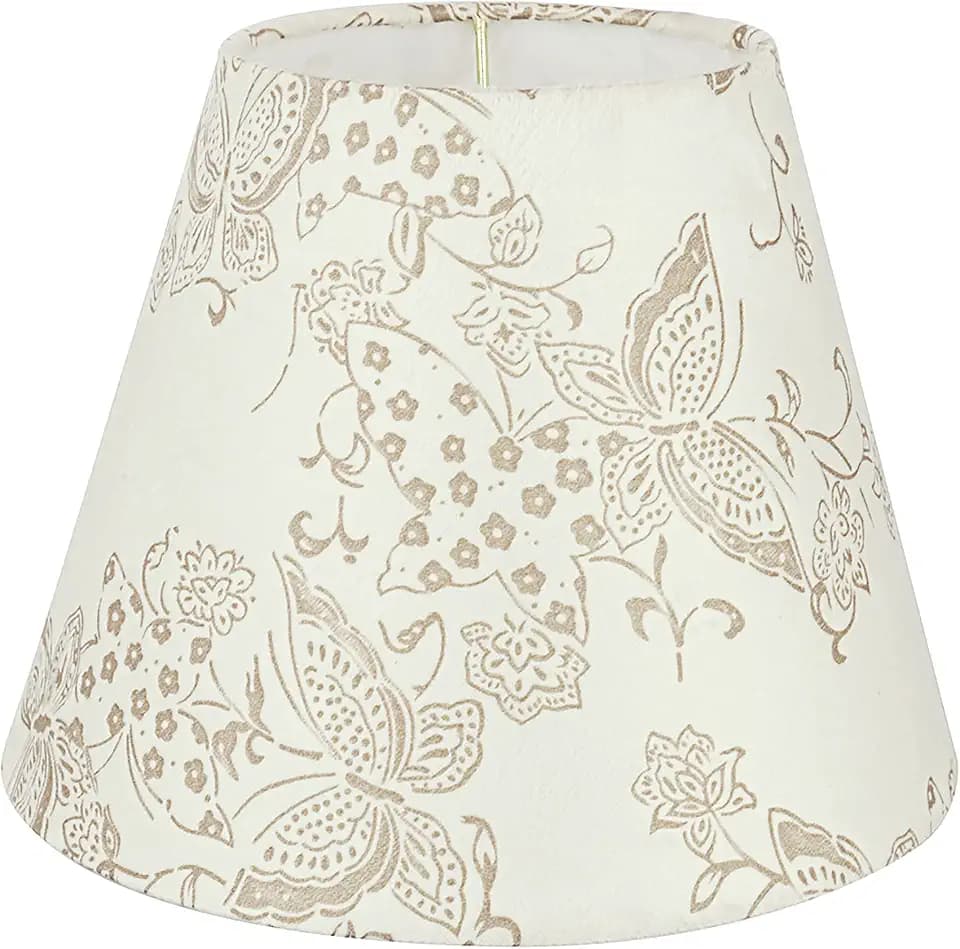 Aspen Creative 58903A, Empire Uno Lamp Shade in Cream with Butterfly Pattern, 5" Top x 9" Bottom x 7" Slant Height, Slip UNO 33mm