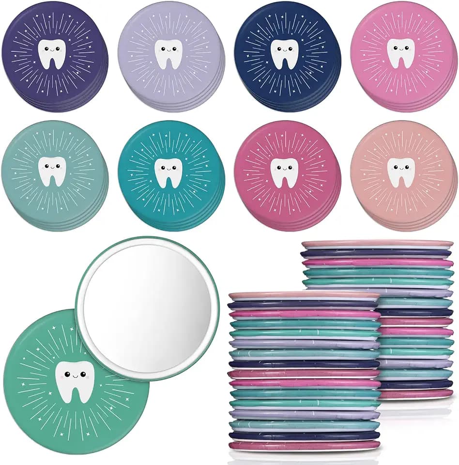 Geetery 54 Pcs Tooth Compact Mirrors Dental Gifts Staffs Assistants