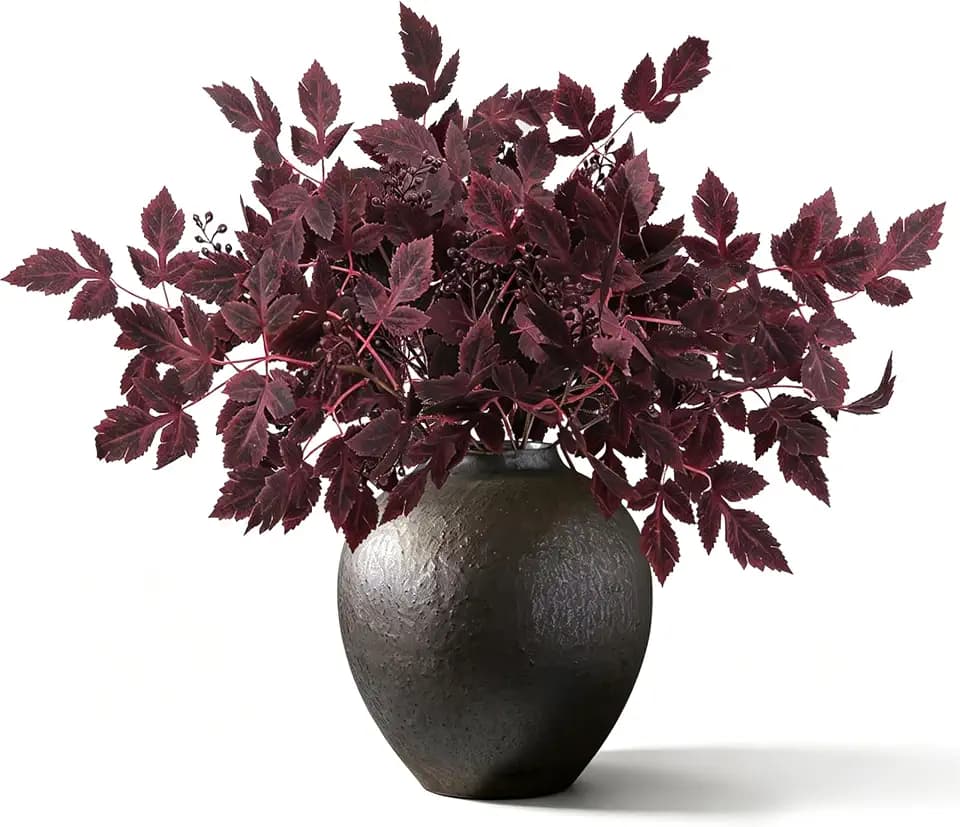 RECUTMS 8 Pack Artificial Fall Cimicifuga Leaf Stems for Vase Decor