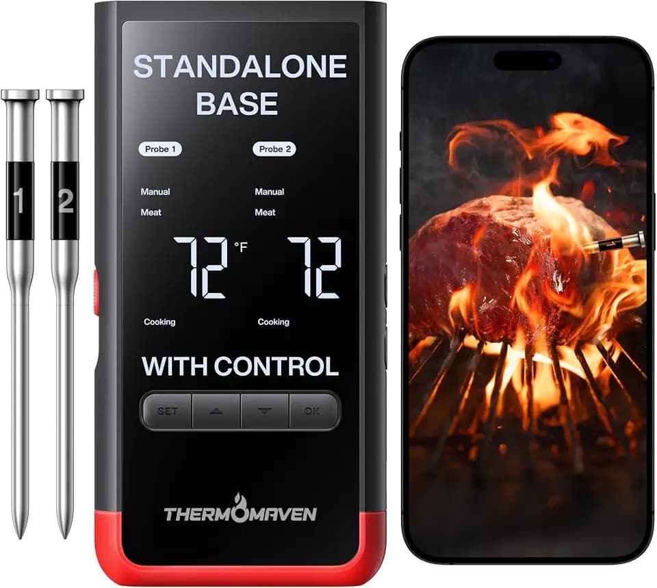ThermoMaven WiFi Wireless Meat Thermometer, 2 Probes, Smart Base, 6 Sensors