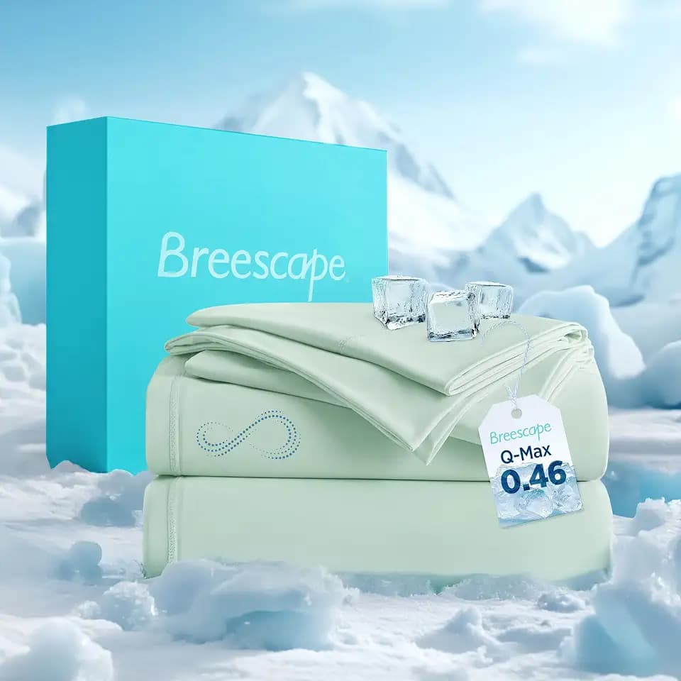 Breescape Cooling Sheets King Size - BlendTek Dry & Cool Technology Cooling Bed Sheets for Hot Sleepers and Night Sweats, Q-Max>0.46 Tech King Sheet Set, Deep Pocket Up to 18", Mint Green