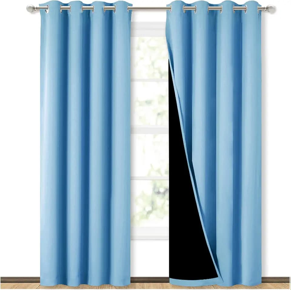 NICETOWN Blue Blackout Curtains for Baby Room 52" Wide x 84" Long 2 Panels