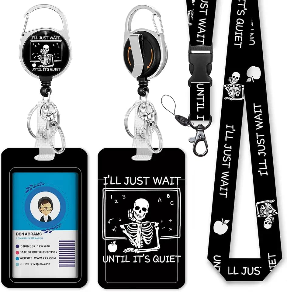 Immaturus Skeleton ID Badge Holder with Lanyard Retractable Badge Reel Clip