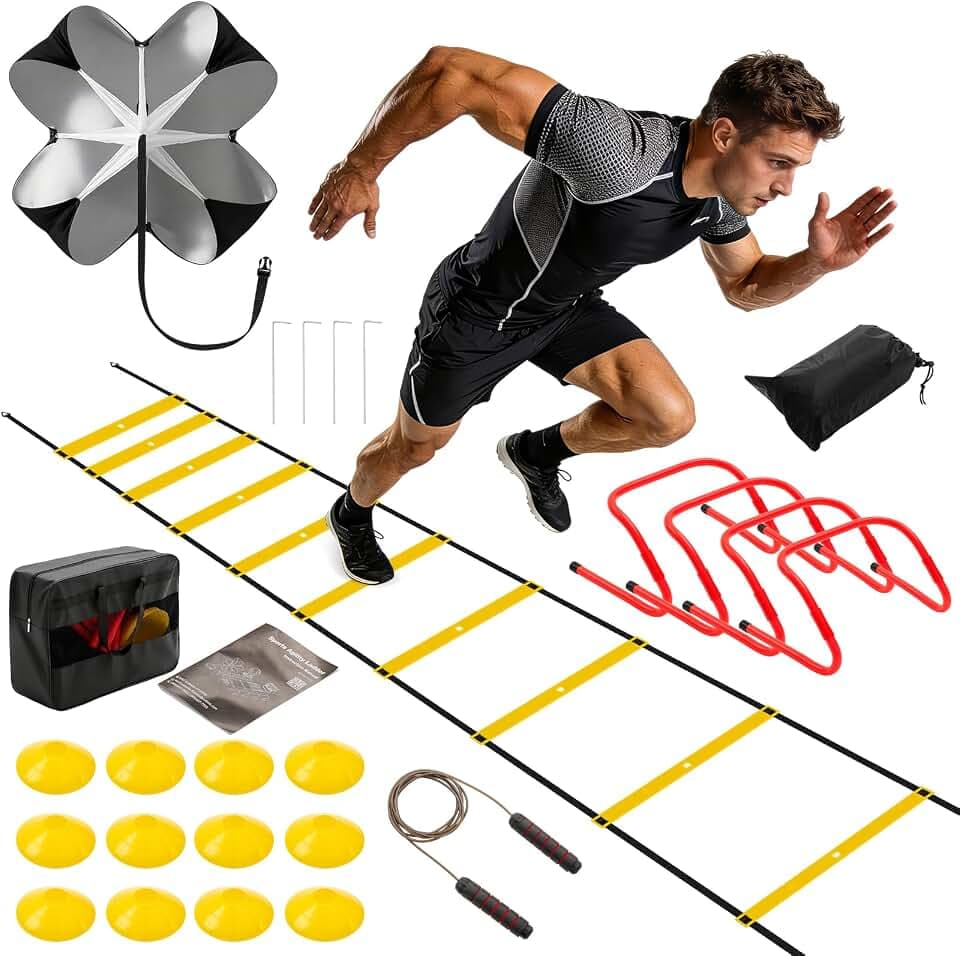 NEWBULIG Agility Ladder Speed Training Equipment, Football Practice Set