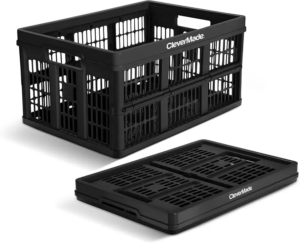 CleverMade Collapsible Utility Crate For Storage, 45L 1 Pack, Obsidian