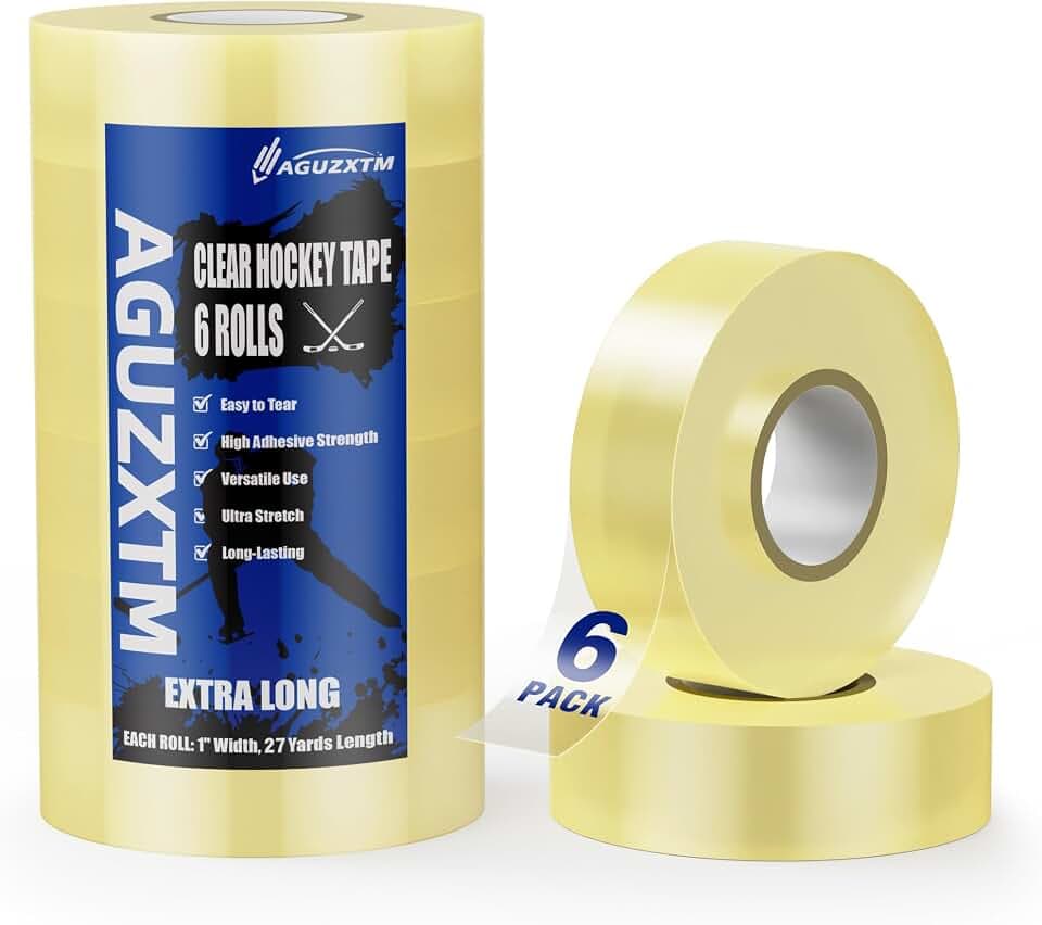 Clear Hockey Tape for Socks and Gear, Easy to Stretch and Tear