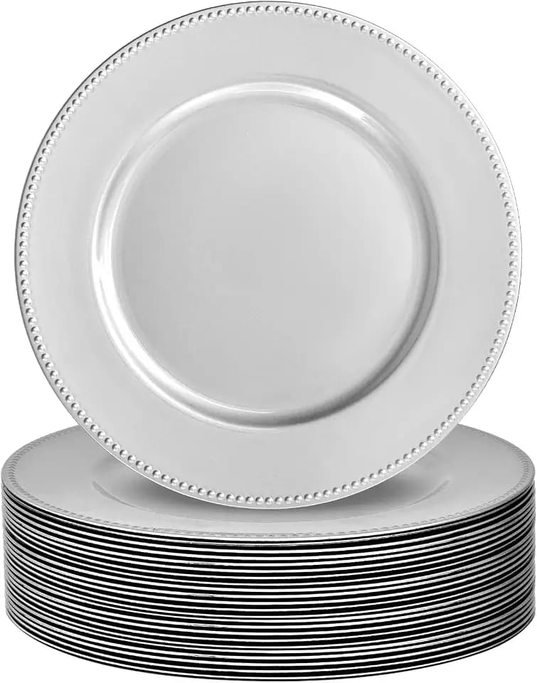 13" Silver Charger Plates 24 Pack Charger Plates Bulk