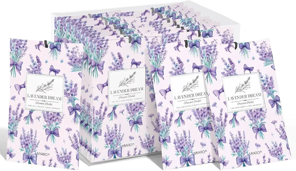 MYARO 20 Pack Lavender Scented Sachets, Closet Deodorizer Car Air Freshener