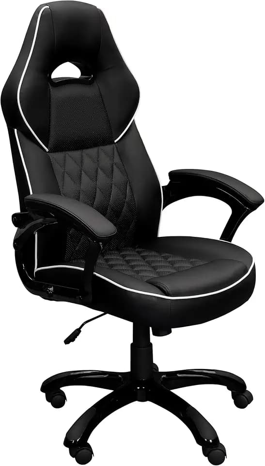 Techni Mobili Executive Office Chair with Padded Arms, PU Leather, Black
