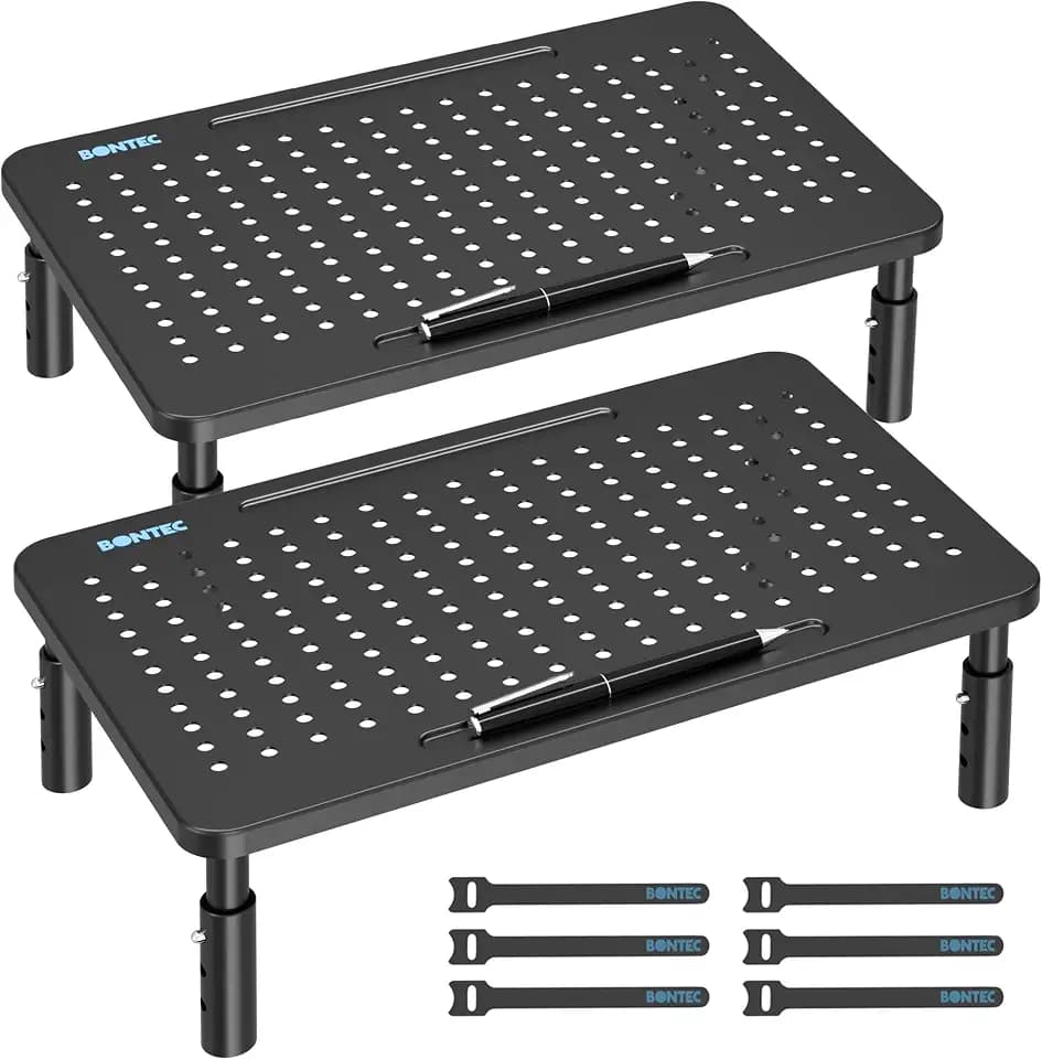 BONTEC Monitorständer Höhenverstellbar aus Metall, 20 kg, 2er-Pack