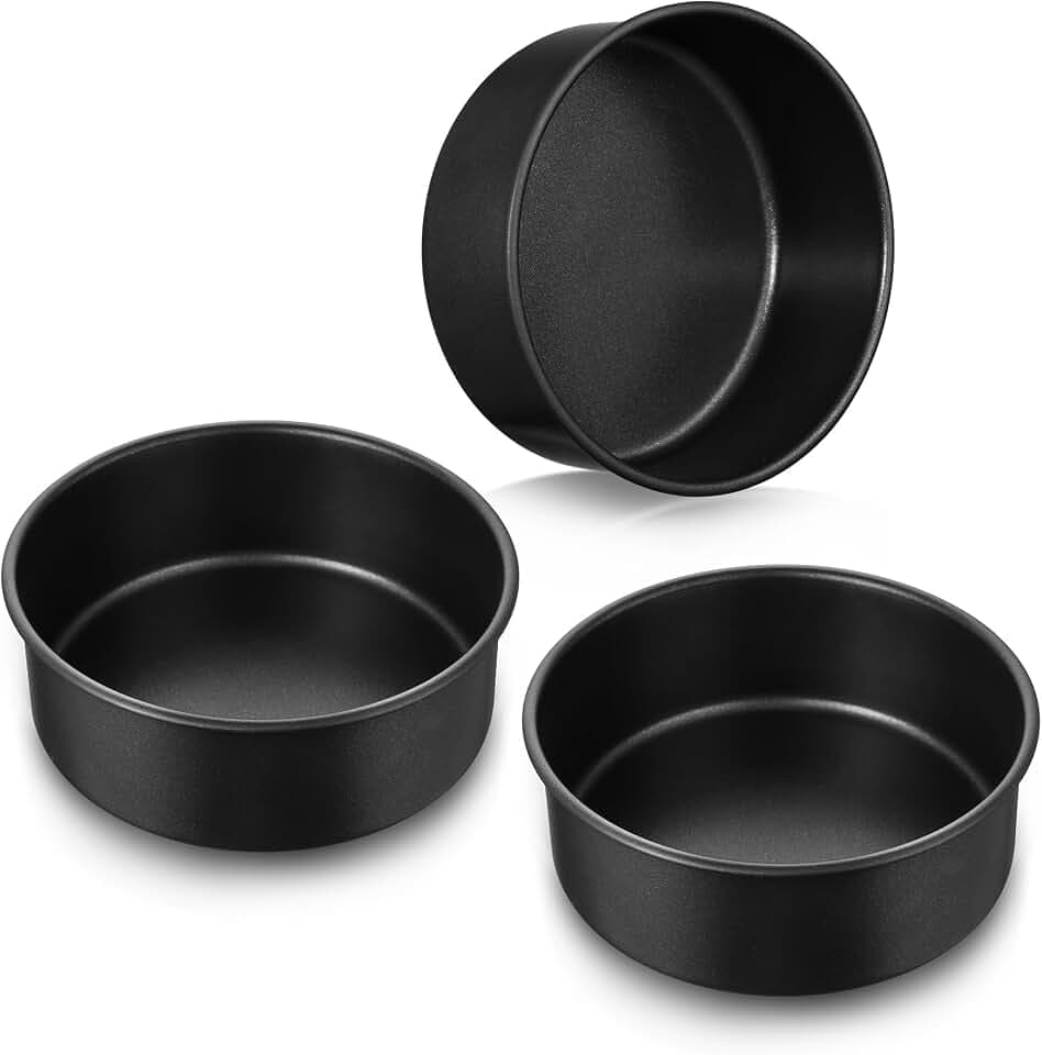 E-far 7 Inch Cake Pan, 3PCS Nonstick Stainless Steel Baking Cake Pans Tins