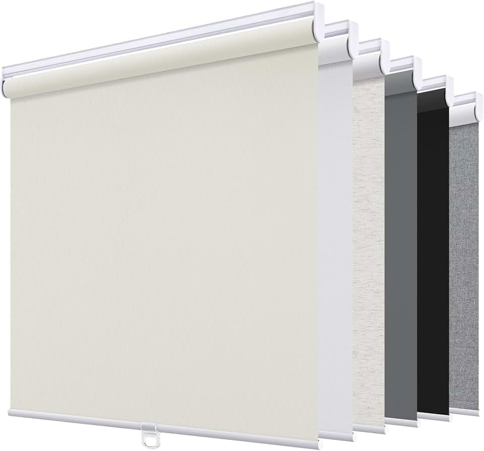 SUNOFF Blackout Cordless Roller Shades Blinds,27.5" W x 72" H,Beige