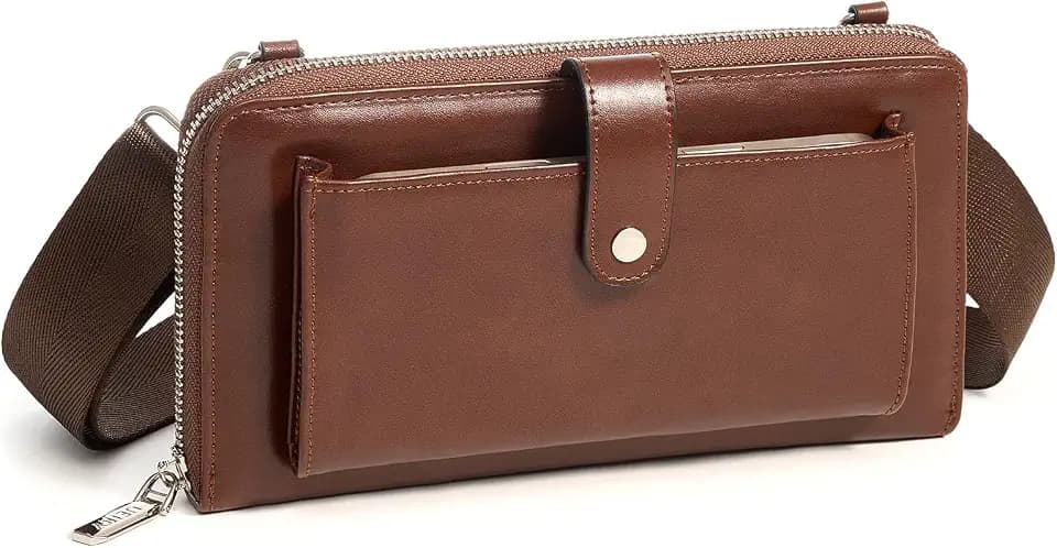 RFID Crossbody Wallet Wristlet Purse for Women,Vegan Leather Small Clutch with Phone Pocket Multiple Credit Card Slots