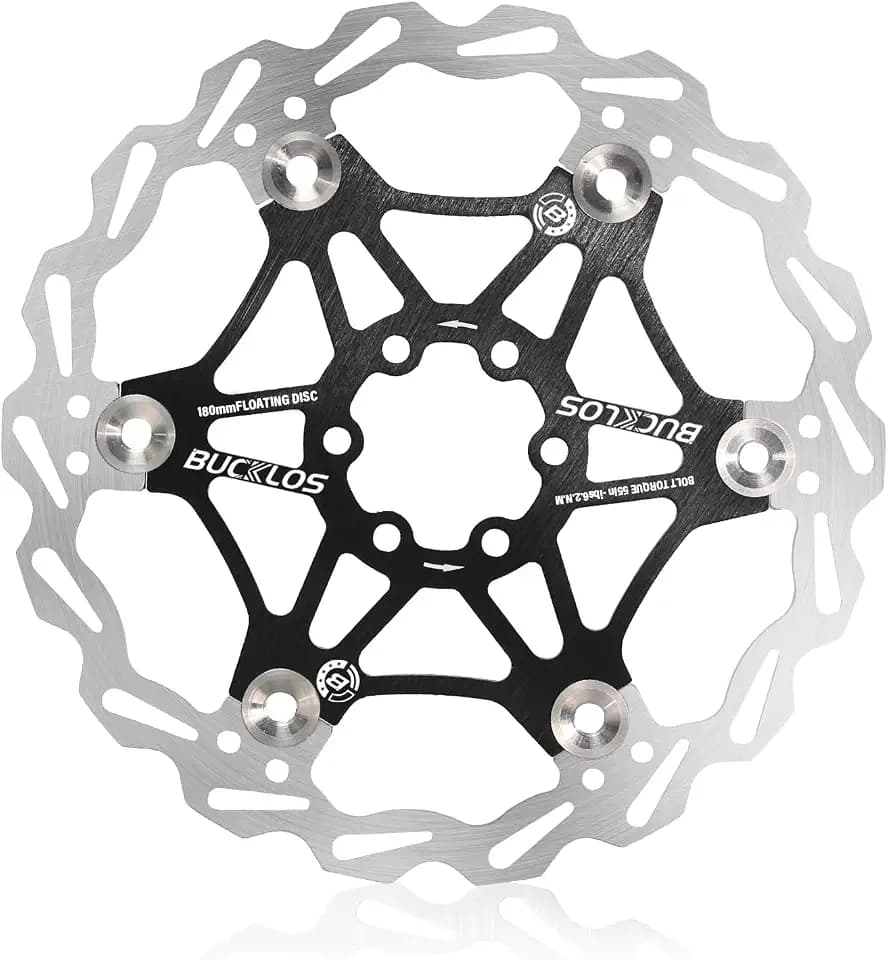 BUCKLOS 160mm 180mm 203mm Floating Disc Brake Rotor, Stainless Steel MTB Brakes Rotors with 6PC Bolts, Ultra-light Floating Disc Rotor fit Mountain Bike Road Bikes BMX(Black、Red)…