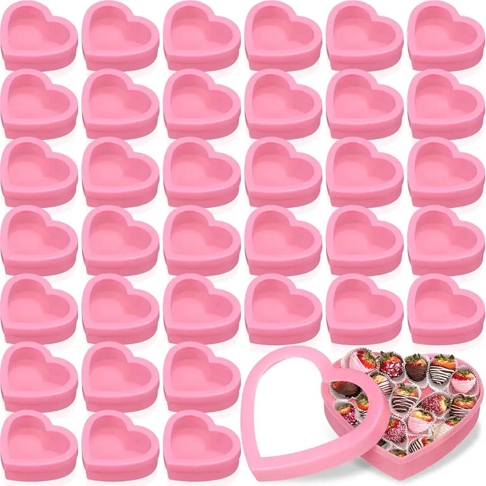 Wesiti 36 Pcs Small Heart Shaped Boxes for Valentine's Day, Pink