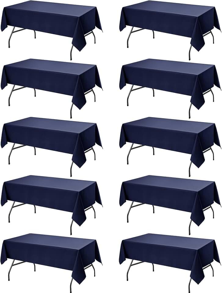10-Pack Navy Blue Tablecloths for Rectangle Tables, 60 x 102 in