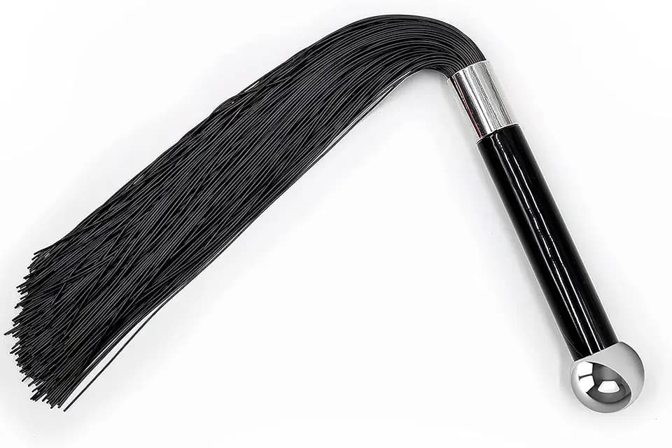 Riding Whip for Adult Play Cosplay, Equestrian Flogger for Training Activities, Black Faux Leather 15.7"