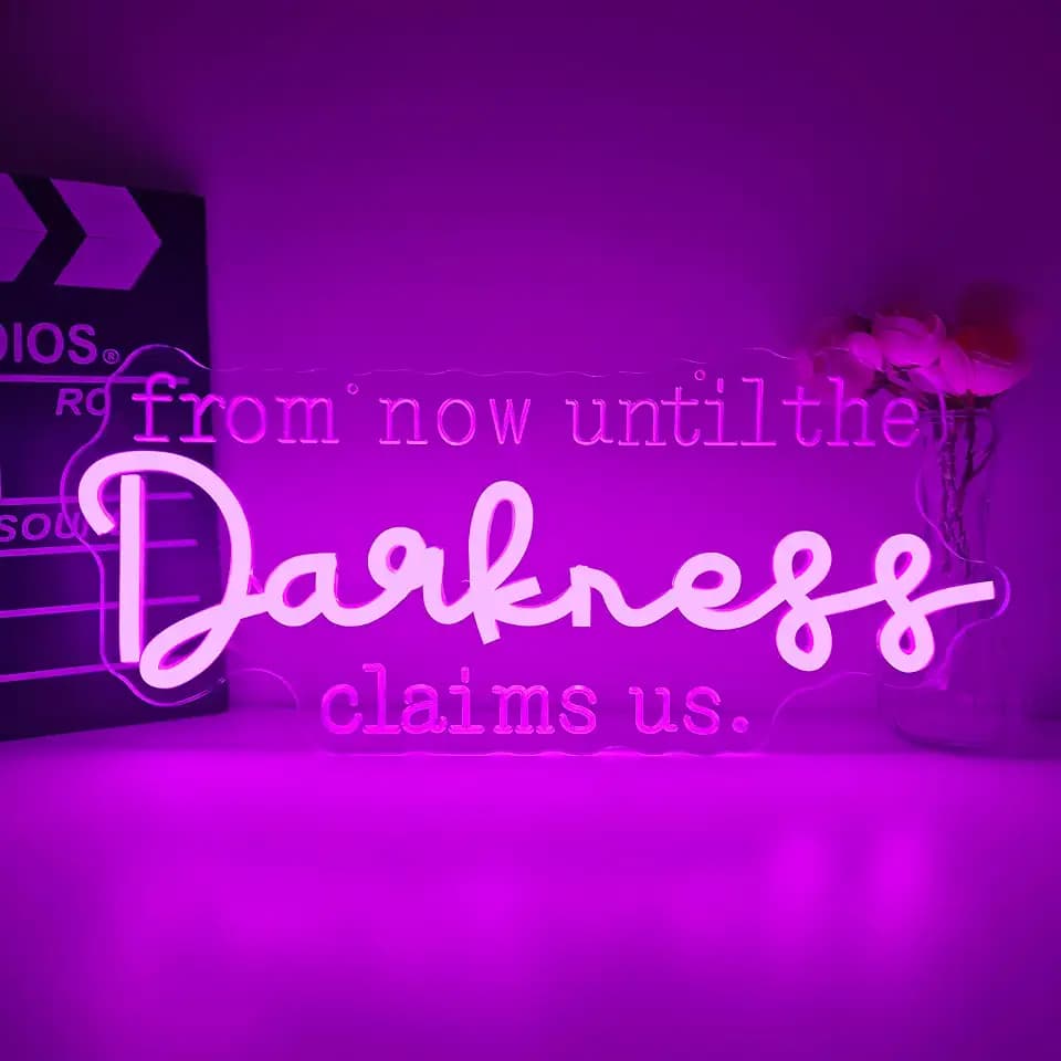 From Now Until The Darkness Claim Us Neon Sign Throne of Glass Neon Light for Wall Decor Dimmable Led Throne of Glass Wall Art Decoration, From Now Until The Darkness Claim Us Light Up Sign for Bedroom, Library, Study, Purple Lamp for Christmas Birthday Gifts