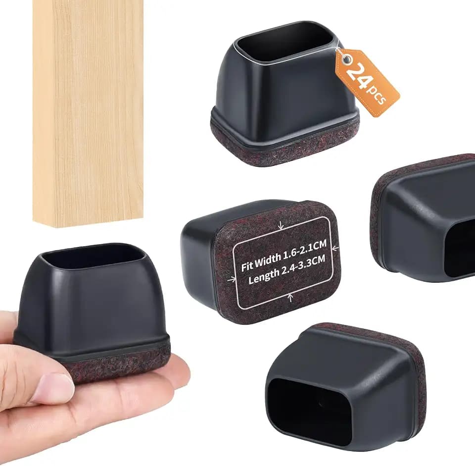 Ezprotekt Rectangle Felt Chair Leg Floor Protectors for Hardwood Floors