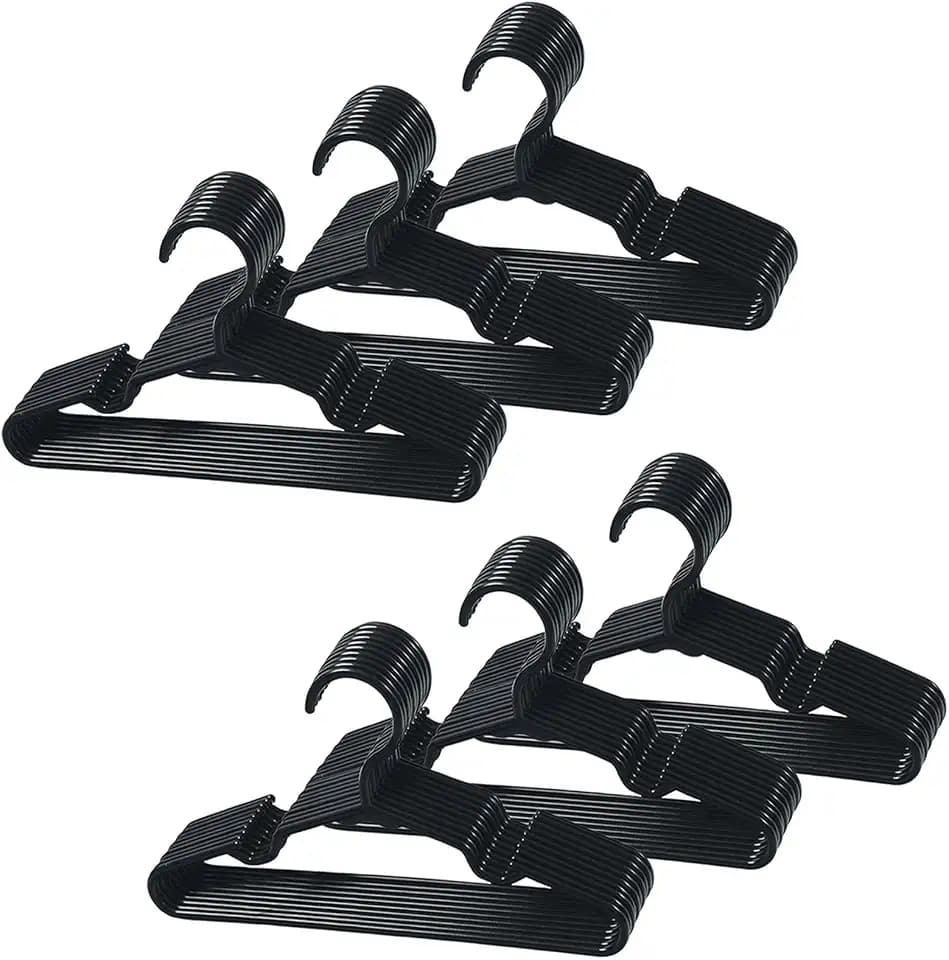 60 Pack Black Baby Nursery Closet Hangers,Kids Plastic Hangers,Non-Slip Laundry Infant Pant & Coat Hangers for Newborn Clothes,Ultra-Thin Child Clothes Hangers for Girls Boys Toddler Kids
