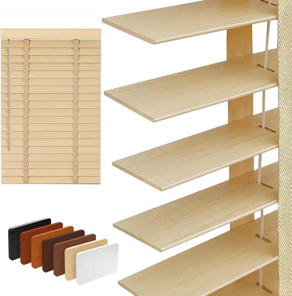 2" Slats Wood Blinds for Indoor Windows: Cordless Solid Wooden Blind&Shades