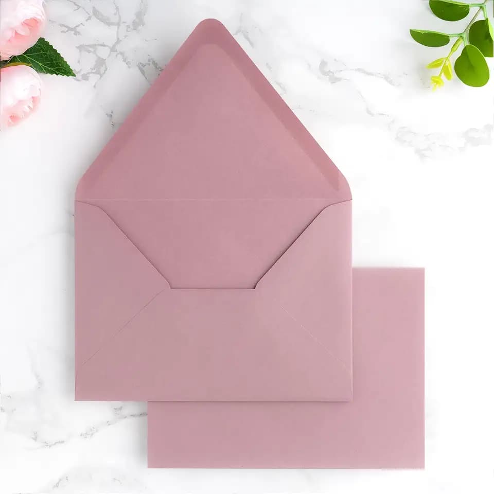 PONATIA 50 Pack A7 Euro Flap Envelopes, Dusty Rose 5x7 Envelopes