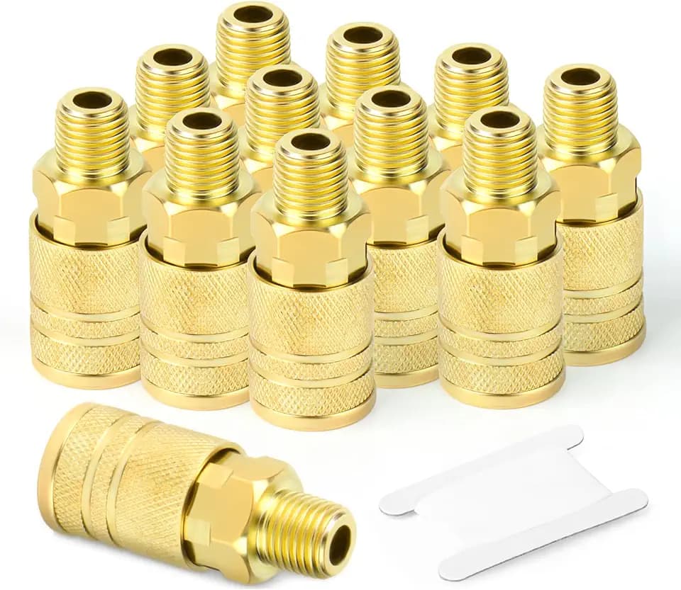 GASHER 12PCS 1/4-Inch Male Industrial Coupler,1/4 Inch NPT Male Threads Size, Quick Connect Air Coupler
