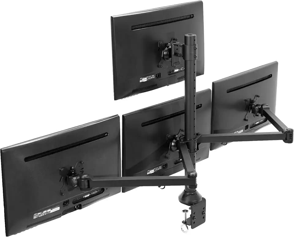 VIVO STAND-V104A Quad LED LCD Computer Monitor Heavy Duty Tischhalterung, 3 plus 1 voll verstellbarer Ständer, hält 4 Bildschirme bis 81,3 cm (32 Zoll), STAND-V104A