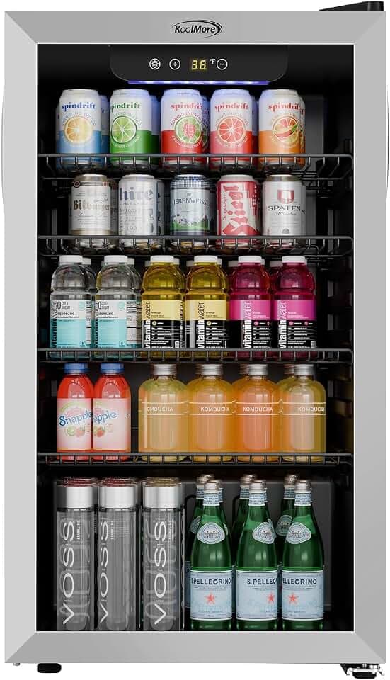 KoolMore 18 in. 3.2 Cu. Ft. Beverage Refrigerator Merchandiser with Stainless Steel Trim and Touch Panel (KM-BR32SS)
