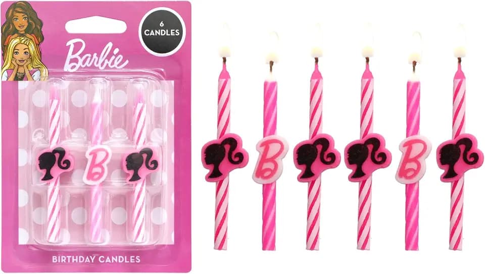 Barbie™ Pink Spiral Birthday Candles | Cake Decoration Toppers | 6 Count