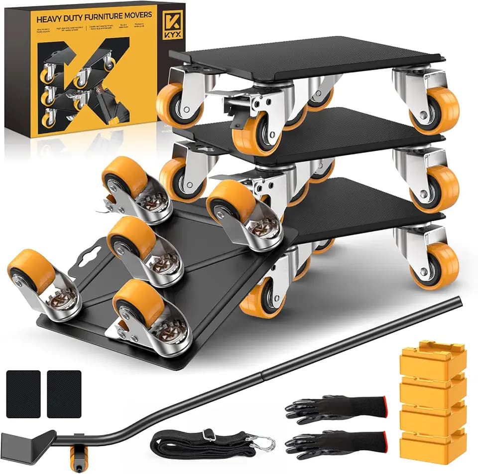 KYX Furniture Dolly, Furniture Movers with 5 Wheels,Carbon Steel Panel Heavy Duty Dolly, Furniture Lifter with 360° Rotatable Silent Floor-Friendly Universal Wheels, Max Load 4000LBS (6.9x6.9 in)