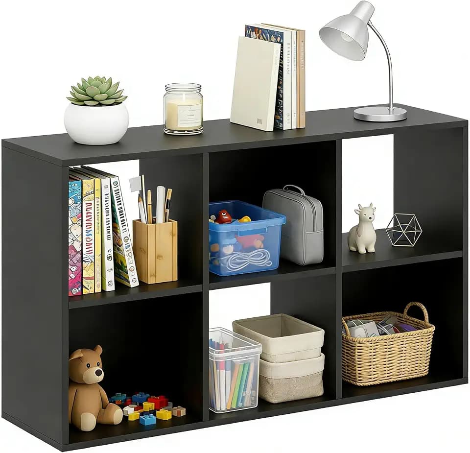 6 Cube Storage Organizer Shelf, Open Cube Bookshelf