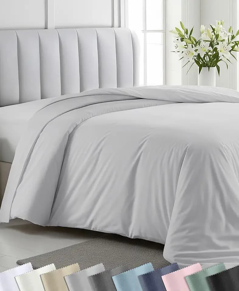 California Design Den Luxury Duvet Cover Queen Size, Silver