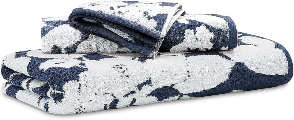 Lauren Ralph Lauren Antimicrobial Cotton Floral Bath Towel in Navy Blue - One 30" x 56" Bath Towel